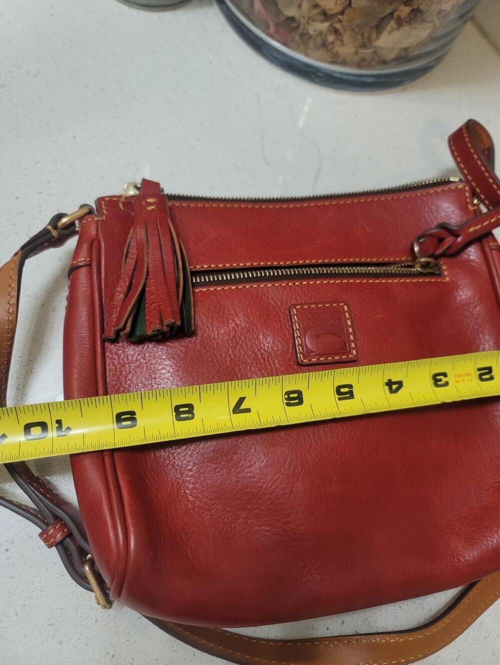 Dooney & Bourke Florentine Red Leather Buckle Pocket Zipper Crossbody Bag - Picture 6 of 7